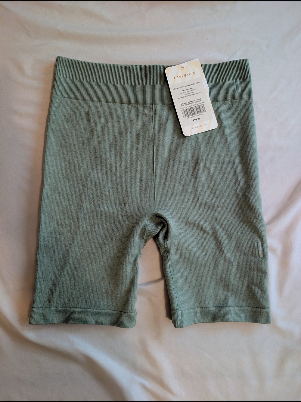 NWT Fabletics Ribbed Sage Green Bike Shorts